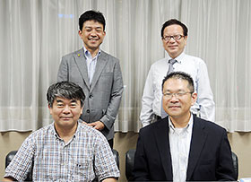 福岡市薬の田中会長（左上）、木原副会長（右下）、高木専務理事（右上）、九州大学の島添准教授